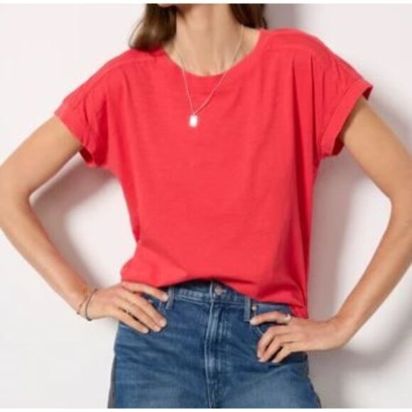Evereve Elsa Shoulder Detail Slub Tee Shirt Top Women Size XS NWT Short Sleeve - Picture 1 of 12